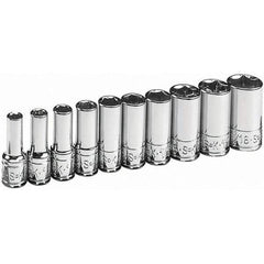 SK - 1/4" Drive Semi-Deep Socket Set - 3/16 to 9/16", Inch Measurement Standard - All Tool & Supply