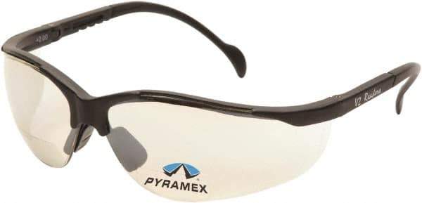 PYRAMEX - +1.5, Indoor/Outdoor Mirror Lenses, Scratch Resistant, Framed Magnifying Safety Glasses - UV Protection, Adjustable Temples, Black Nylon Frame, ANSI Z87.1, CSA Z94.3-07 - All Tool & Supply