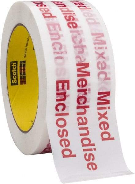 3M - 2" x 110 Yd Red & White Rubber Adhesive Packaging Tape - Polypropylene Film Backing, 1.9 mil Thick, 35 Lb Tensile Strength, Series 3775 - All Tool & Supply