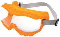 Uvex - Size Universal, Clear Polycarbonate Anti-Fog & Scratch Resistant Lens, Safety Goggles - Indirect Vent, Orange TPE (Thermopoly Elastomer) Frame, Over the Glass Style - All Tool & Supply