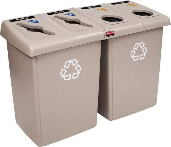 Rubbermaid - 92 Gal Beige Rectangle Recycling Container - Plastic, 902mm High x 1346.2mm Long x 24" Wide - All Tool & Supply