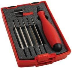 Shaviv - 8 Piece High Speed Steel, Diamond Coated Blade Hand Deburring Tool Set - E100S, E400 Blades, For Straight Edge, Hole Edge, Hole Inner Surface, Flat Surface - All Tool & Supply