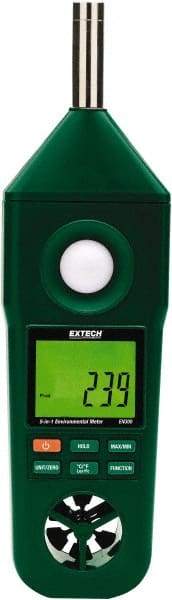 Extech - -148 to 2,372°F, 10 to 95% Humidity Range, Thermo-Hygrometer, Anemometer and Light-Sound Meter - 4% Relative Humidity Accuracy - All Tool & Supply