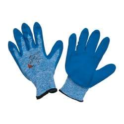 Ansell - Size XL (10) Nitrile Coated Heather Nylon General Protection Work Gloves - For General Purpose, Palm & Fingers Coated, Knit Wrist Cuff, Full Fingered, White/Blue, Paired - All Tool & Supply