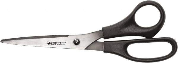 Westcott - 3-19/64" LOC, 8" OAL Stainless Steel Standard Standard - Plastic Straight Handle, For General Purpose Use - All Tool & Supply