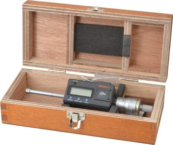 Mitutoyo - 0.35" to 0.425", IP65, TiN Finish, Electronic Inside Micrometer - 0.00005" Resolution, 0.0001" Accuracy - All Tool & Supply