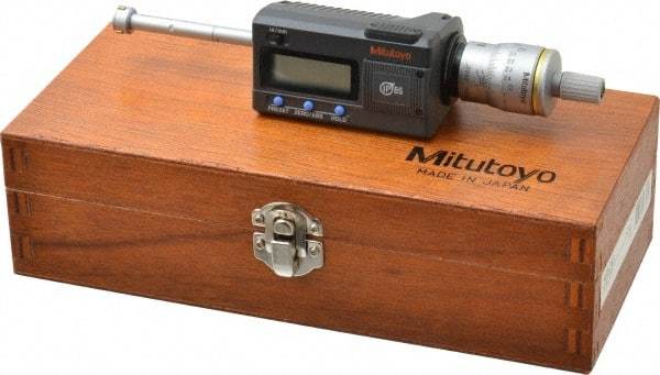 Mitutoyo - 0.425" to 0.5", IP65, TiN Finish, Electronic Inside Micrometer - 0.00005" Resolution, 0.0001" Accuracy - All Tool & Supply