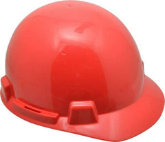 MSA - ANSI Type I, Class E Rated, 4-Point, Ratchet Adjustment Hard Hat - Red, Standard Brim - All Tool & Supply