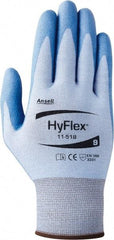 Ansell - Size S (7), ANSI Cut Lvl 2, Puncture Lvl 2, Abrasion Lvl 3, Polyurethane Coated Dyneema Diamond HPPE liner Cut Resistant Gloves - 10" Long, Palm Coated, Dyneema/Nylon & Spandex Lining, Knit Wrist, Blue, Paired - All Tool & Supply