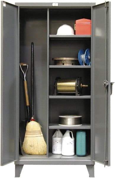 Strong Hold - 4 Shelf Combination Storage Cabinet - Steel, 48" Wide x 24" Deep x 72" High, Dark Gray - All Tool & Supply