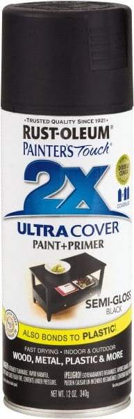 Rust-Oleum - Black, Semi Gloss, Enamel Spray Paint - 8 Sq Ft per Can, 12 oz Container, Use on Multipurpose - All Tool & Supply