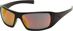 PYRAMEX - Ice Orange Mirror Lenses, Framed Safety Glasses - Scratch Resistant, Black Polycarbonate/Thermoplastic Rubber Frame, Size Universal, Wrap Around - All Tool & Supply