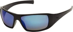 PYRAMEX - Ice Blue Mirror Lenses, Framed Safety Glasses - Scratch Resistant, Black Polycarbonate/Thermoplastic Rubber Frame, Size Universal, Wrap Around - All Tool & Supply