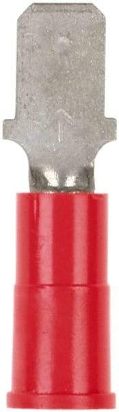 3M - 22 to 18 AWG, Vinyl, Partially Insulated, Male Wire Disconnect - 3/16 Inch Wide Tab, Red - All Tool & Supply