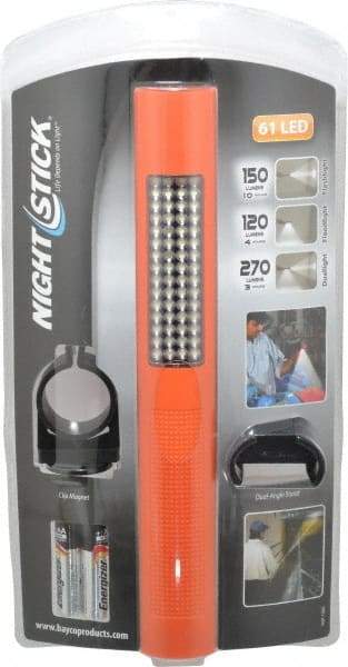 Bayco - White LED Bulb, 270 Lumens, Industrial/Tactical Flashlight - Orange Plastic Body, 4 AA Alkaline Batteries Included - All Tool & Supply