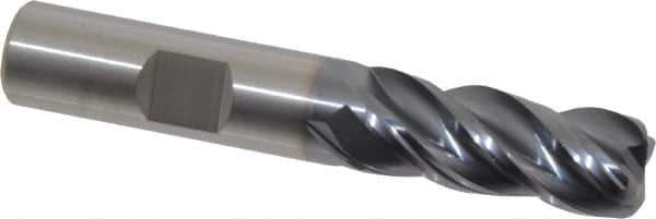 Kennametal - 1/2", 4 Flute, Solid Carbide, 0.09" Corner Radius End Mill - 3" OAL, 1-1/4" LOC - All Tool & Supply