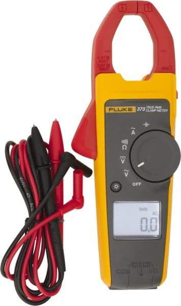 Fluke - 373, CAT IV, CAT III, Digital True RMS Clamp Meter with 1.26" Clamp On Jaws - 600 VAC/VDC, 600 AC Amps, Measures Voltage, Capacitance, Current, Resistance - All Tool & Supply