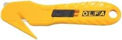 Olfa - Retractable Utility Knife - 1.58" High Carbon Tool Steel Blade, Yellow Nylon-6 Polyamide Handle, 1 Blade Included - All Tool & Supply