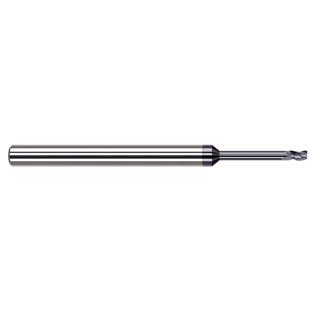 Corner Radius End Mill: 1/8″ Dia, 3/16″ LOC, 0.01″ Radius, 4 Flutes, Solid Carbide 2-1/2″ OAL, 1/8″ Shank Dia, 37 ° Helix, AlTiN Coated, Corner Radius End