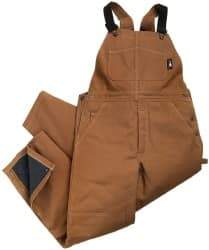 PRO-SAFE - Size L, Brown, Zipper, Cold Weather Bib Overall - Cotton, Nylon, 5 Pockets, Elastic Suspenders, Reinforced Knees, Brass Leg Zipper - All Tool & Supply