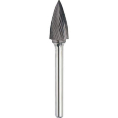 Made in USA - 19mm Cut Diam, 0.2362" Shank Diam, Tree Head Single Cut Burr - Carbide, 25mm LOC, 70mm OAL - All Tool & Supply