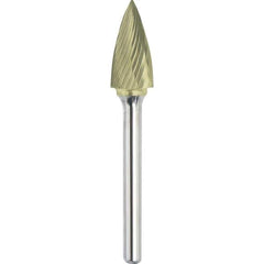 Made in USA - 6.3mm Cut Diam, 0.1181" Shank Diam, Tree Head Single Cut Burr - Carbide, 12.7mm LOC, 50mm OAL - All Tool & Supply