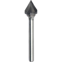 Made in USA - 5/16" Cut Diam, 1/4" Shank Diam, Cone Head Single Cut Burr - Carbide, 5/16" LOC, 2-1/16" OAL - All Tool & Supply