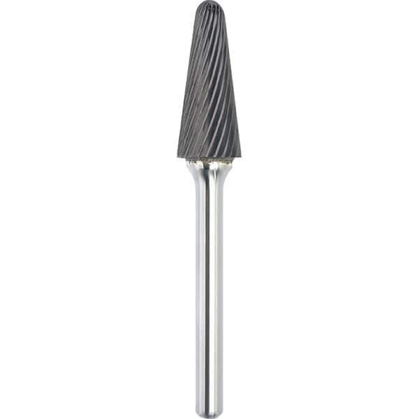 Made in USA - 1/2" Cut Diam, 0.2362" Shank Diam, Cone Head Single Cut Burr - Carbide, 28mm LOC, 73mm OAL - All Tool & Supply