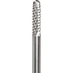 Made in USA - 3/32" Cut Diam, 0.0925" Shank Diam, Cylinder with Radius Head Diamond Cut Burr - Carbide, 1/2" LOC, 1-1/2" OAL - All Tool & Supply