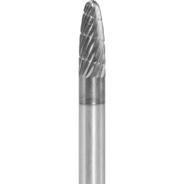 Made in USA - 1/4" Cut Diam, 1/4" Shank Diam, Tree with Radius Head Fastmill Cut Burr - Carbide, 5/8" LOC, 2" OAL - All Tool & Supply