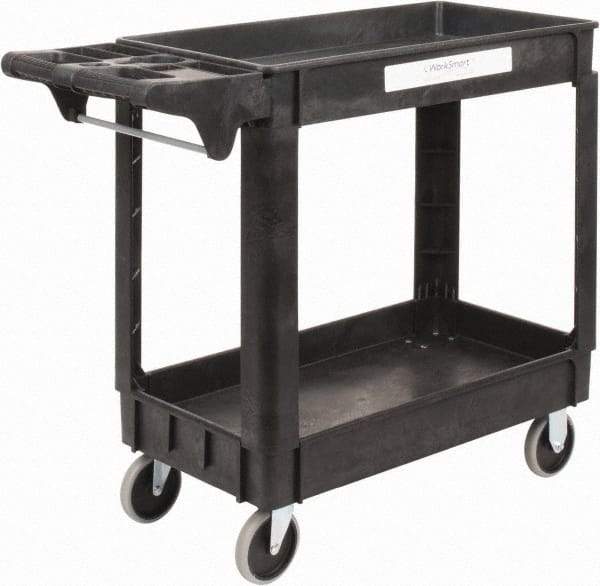 Value Collection - 500 Lb Capacity, 17" Wide x 39-3/4" Long x 33-1/4" High Shelf Cart - 2 Shelf, Plastic, 2 Rigid/2 Swivel Casters - All Tool & Supply