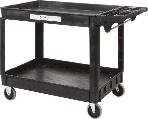 Value Collection - 500 Lb Capacity, 25-1/2" Wide x 46" Long x 33-1/4" High Shelf Cart - 2 Shelf, Plastic, 2 Rigid/2 Swivel Casters - All Tool & Supply