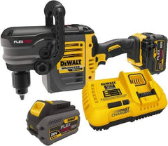 DeWALT - 60 Volt 1/2" Chuck Right Angle Handle Cordless Drill - 0-300 & 0-1200 RPM, Keyed Chuck, 2 Lithium-Ion Batteries Included - All Tool & Supply