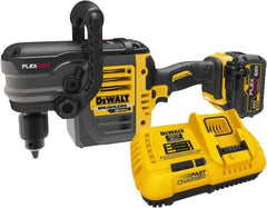 DeWALT - 60 Volt 1/2" Chuck Right Angle Handle Cordless Drill - 0-300 & 0-1200 RPM, Keyed Chuck, 1 Lithium-Ion Battery Included - All Tool & Supply