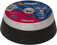 Weiler - 6" Diam, 5/8" Hole Size, 2" Overall Thickness, 16 Grit, Type 11 Tool & Cutter Grinding Wheel - Very Coarse Grade, Aluminum Oxide, R Hardness, Resinoid Bond, 6,000 RPM - All Tool & Supply