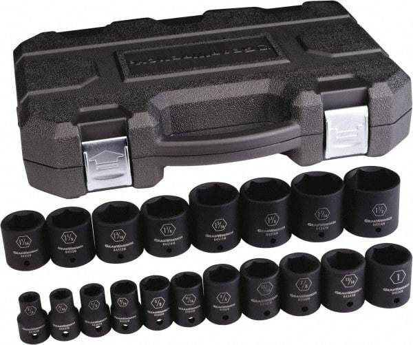 GearWrench - 19 Piece 1/2" Drive Standard Impact Socket Set - 6 Points, 3/8 to 1-1/16", Inch Measurement Standard - All Tool & Supply