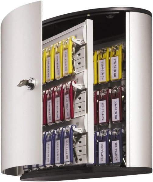 DURABLE - 36 Keys, Silver Key Storage Cabinet - 11-3/4" Wide x 4-5/8" Deep x 11" High - All Tool & Supply