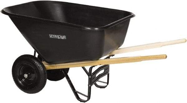 SEYMOUR-MIDWEST - 10 Cu Ft Capacity Wheelbarrow with 8" Pneumatic Wheel - Wood Handle, 59-3/4" Long x 35-1/4" Wide x 19-1/4" High, Black - All Tool & Supply