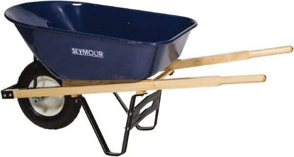 SEYMOUR-MIDWEST - 6 Cu Ft Capacity Wheelbarrow with 8" Pneumatic Wheel - Wood Handle, 59-3/4" Long x 25" Wide x 13-1/4" High, Blue - All Tool & Supply