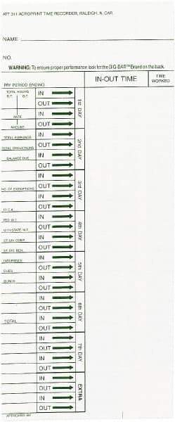 Acroprint Time Recorder - 1-3/4" High x 4-1/5" Wide Weekly Time Cards - White, Use with Acroprint ATR240, ATR360 - All Tool & Supply