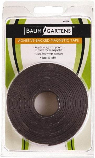 Baum/Gartens - 120" Long x 1/2" Wide x 1/8" Thick Flexible Magnetic Strip - Adhesive Back, Black - All Tool & Supply