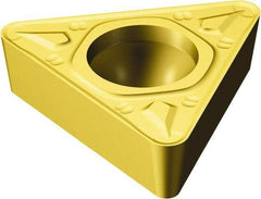 Sandvik Coromant - TCMT222 MR Grade 2025 Carbide Turning Insert - TiCN/Al2O3/TiN Finish, 60° Triangle, 1/4" Inscr Circle, 1/8" Thick, 1/32" Corner Radius - All Tool & Supply