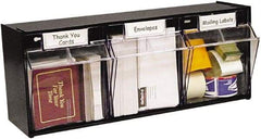 Deflect-o - 3 Compartment, 23-5/8 Inch Wide x 7-3/4 Inch Deep x 9-1/2 Inch High, Desk Top Organizer - Plastic, Black and Clear - All Tool & Supply