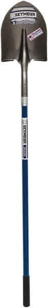 SEYMOUR-MIDWEST - 12" High x 8-3/4" Wide Round Steel Shovel - 46" Long Fiberglass Straight Handle, Front Turned - All Tool & Supply