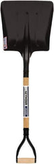 SEYMOUR-MIDWEST - 14-1/2" High x 13-1/2" Wide Square Steel Scoop - 29" Long Wood D-Grip Handle, No Step - All Tool & Supply