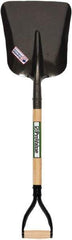 SEYMOUR-MIDWEST - 14" High x 11-1/4" Wide Square Steel Scoop - 26" Long Wood D-Grip Handle, No Step - All Tool & Supply