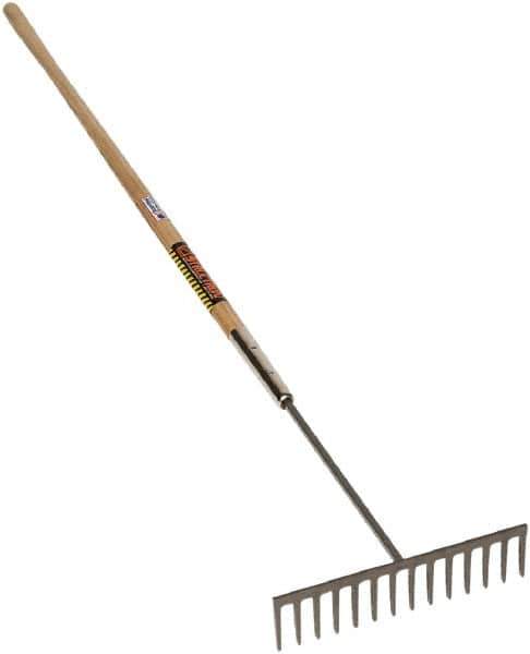 SEYMOUR-MIDWEST - Asphalt Rake with 60" Straight Wood Handle - 1/2" Blade Width, 14 Tines, 3-1/2" Tine Length - All Tool & Supply