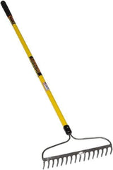 SEYMOUR-MIDWEST - Bow Rake with 60" Straight Fiberglass Handle - 1/2" Blade Width, 16 Tines, 3" Tine Length - All Tool & Supply