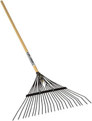 SEYMOUR-MIDWEST - Leaf Rake with 54" Straight Wood Handle - 1/2" Blade Width, 24 Tines, 10" Tine Length - All Tool & Supply