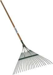 SEYMOUR-MIDWEST - Leaf Rake with 48" Straight Wood Handle - 1/2" Blade Width, 22 Tines, 16" Tine Length - All Tool & Supply